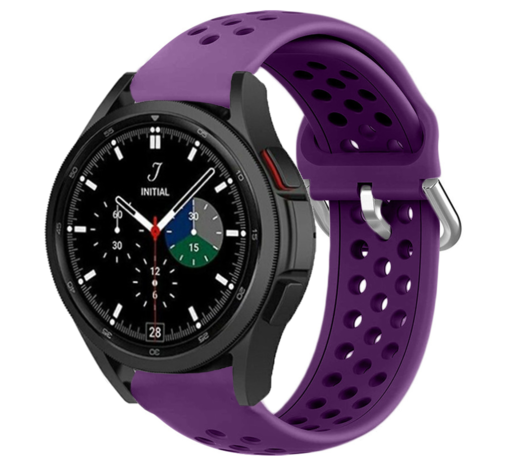 Strap-it® Strap-it Samsung Galaxy Watch 4 Classic 42mm siliconen bandje met gaatjes (Paars)