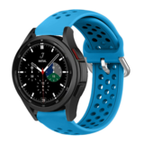 Strap-it® Samsung Galaxy Watch 4 Classic 46mm siliconen bandje met gaatjes (Lichtblauw)