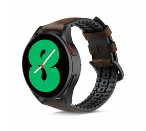 Strap-it® Samsung Galaxy Watch 4 40mm siliconen / leren bandje (bruin)