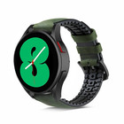 Strap-it® Strap-it Samsung Galaxy Watch 4 44mm siliconen / leren bandje (groen)