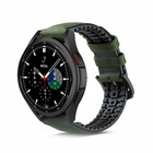 Strap-it® Strap-it Samsung Galaxy Watch 4 Classic 42mm siliconen / leren bandje (groen)