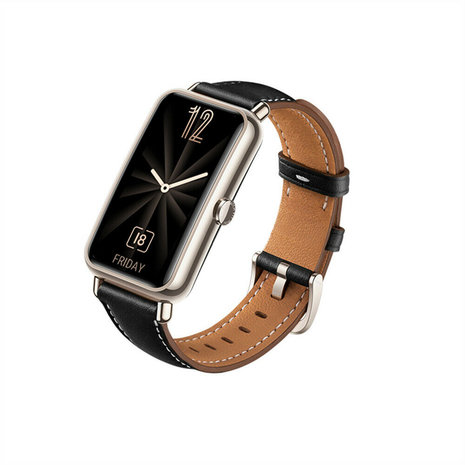 Strap-it® Strap-it Huawei Watch Fit Mini leren bandje (zwart) Strap-it® Strap-it Huawei Watch Fit Mini leren bandje (zwart)