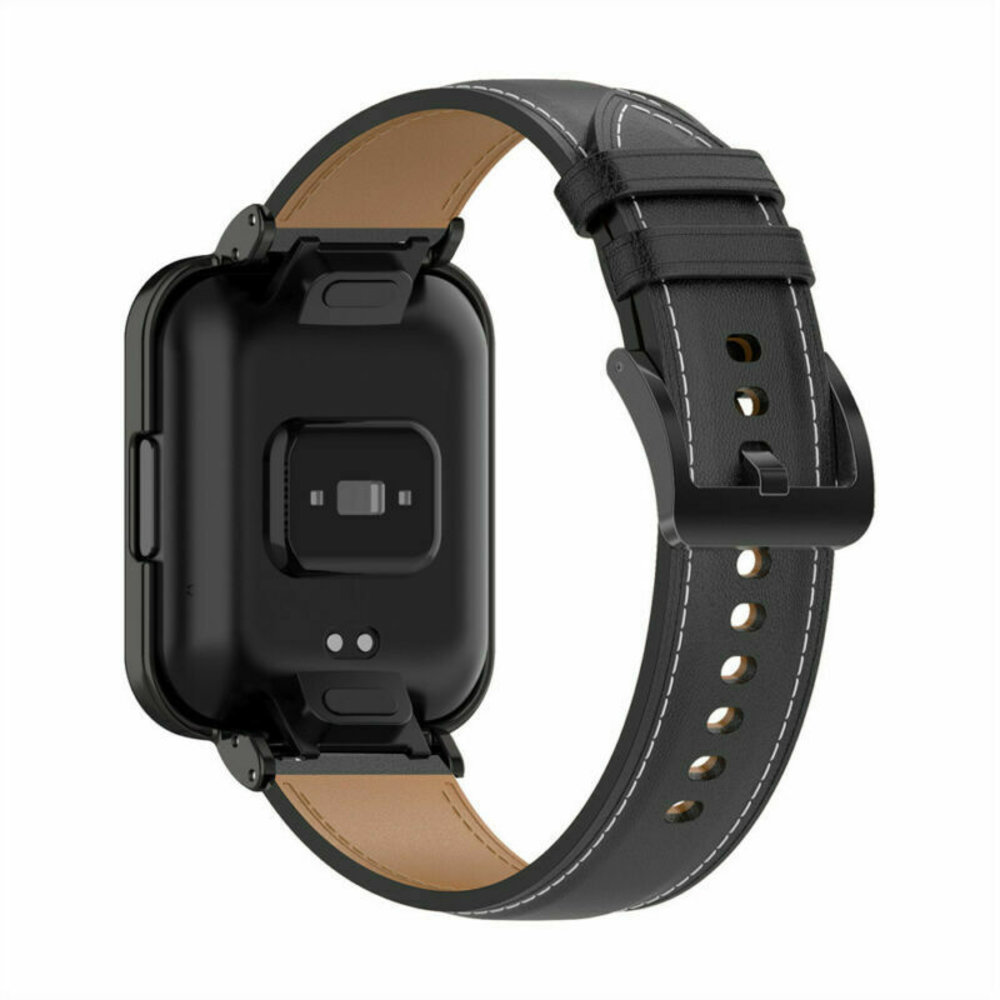 Strap-it® Strap-it Redmi Watch 2 Lite leren bandje (zwart)