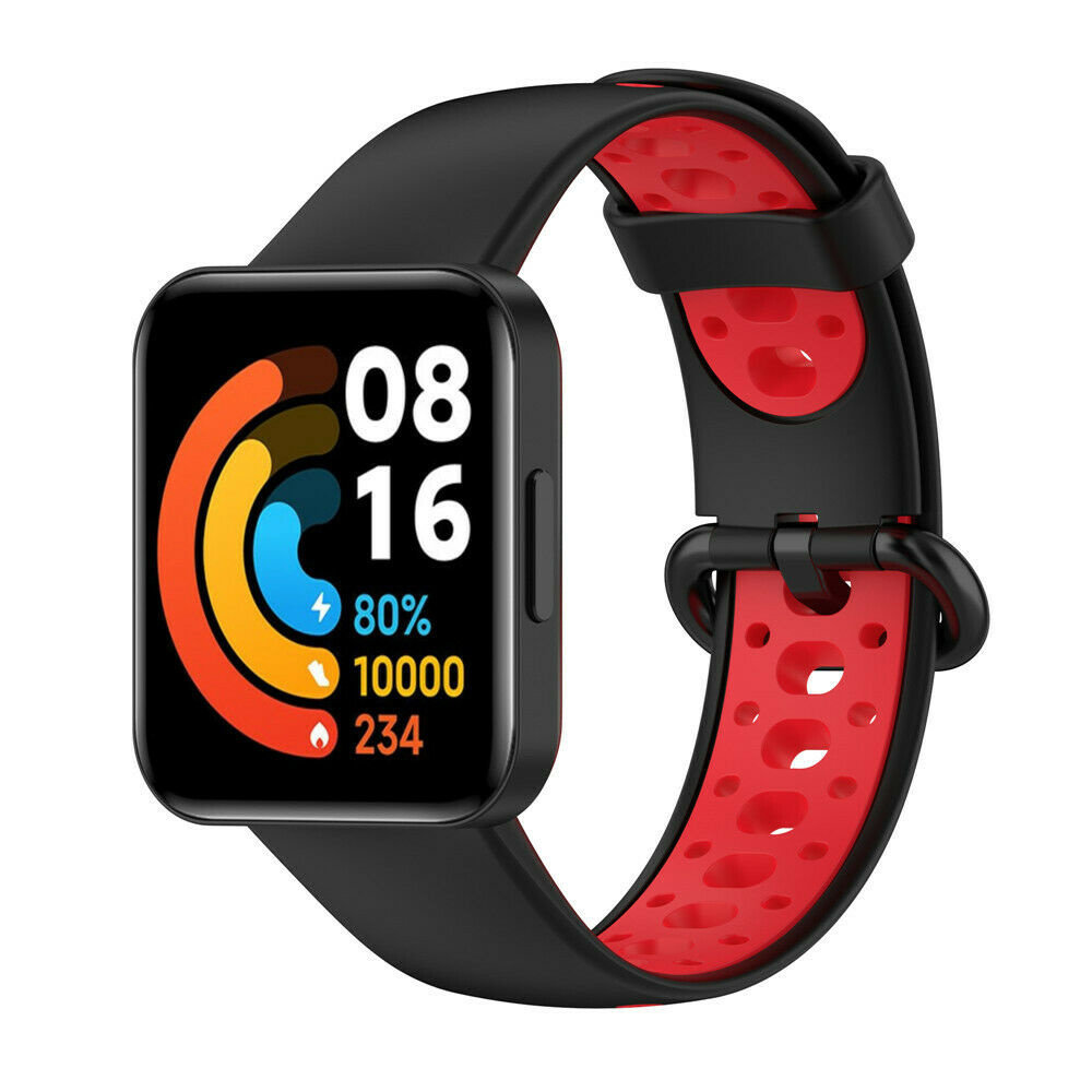 Watch 2 (Lite) sport bandje (zwart/rood) - Smartwatchbanden.nl