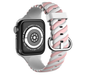 Strap-it® Apple Watch Twisted siliconen bandje (wit/roze)