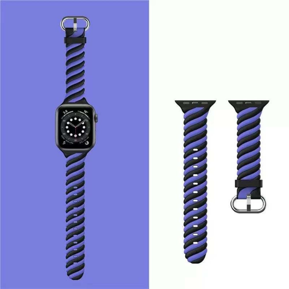 Strap-it® Strap-it Apple Watch Twisted siliconen bandje (zwart/blauw)