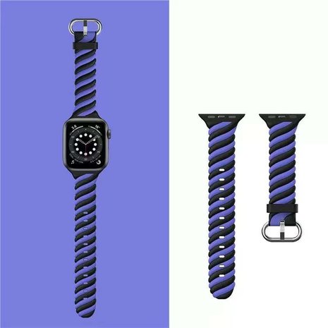 Strap-it® Strap-it Apple Watch Twisted siliconen bandje (zwart/blauw)