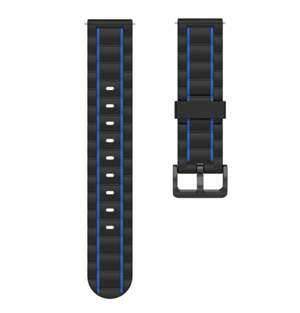 Strap-it® Strap-it Samsung Galaxy Watch 3 41mm sport gesp band (zwart/blauw)