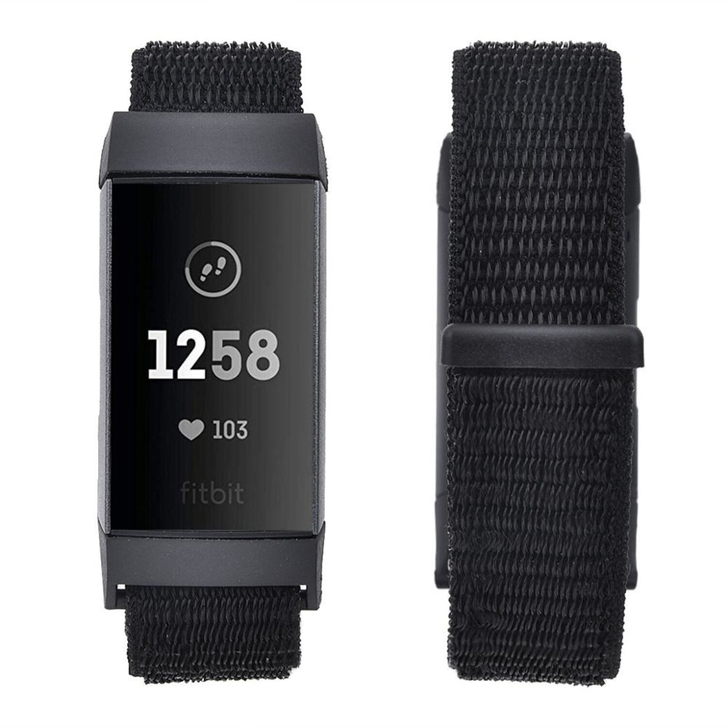 Strap it Strap it Fitbit Charge 4 nylon band zwart