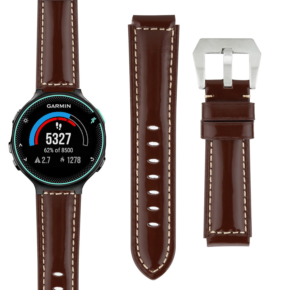 Strap-it® Strap-it Garmin Forerunner 735xt leren bandje (bruin)