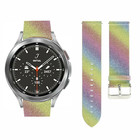 Strap-it® Strap-it Samsung Galaxy Watch 4 Classic leren glitter bandje (regenboog)