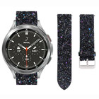 Strap-it® Strap-it Samsung Galaxy Watch 4 Classic 46mm leren glitter bandje (zwart)