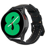 Strap-it® Samsung Galaxy Watch 4 - 40mm leren bandje (zwart)