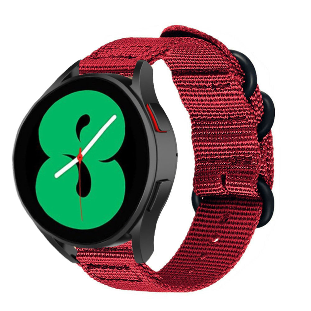Strap-it® Strap-it Samsung Galaxy Watch 4 - 44mm nylon gesp band (rood) Strap-it® Strap-it Samsung Galaxy Watch 4 - 44mm nylon gesp band (rood)