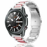 Strap-it® Samsung Galaxy Watch 3 45mm stalen band (zilver/roze)