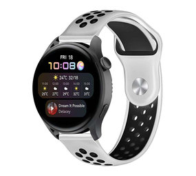 Strap-it® Huawei Watch 3 (Pro) sport band (wit/zwart)