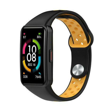 Strap-it Honor Band 6 sport bandje (zwart/geel)