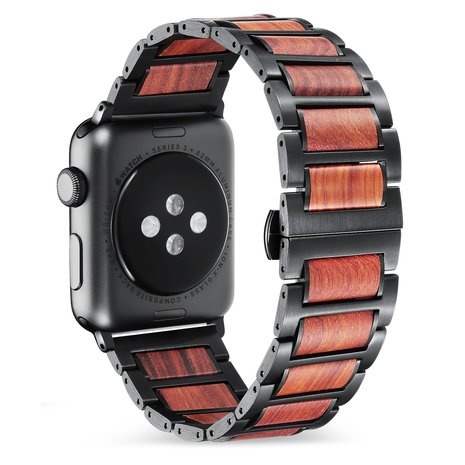 exclusief apple watch bandje van hout en staal