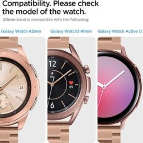 Strap-it® Strap-it Samsung Galaxy Watch leren band 42mm (wit/donkerblauw)