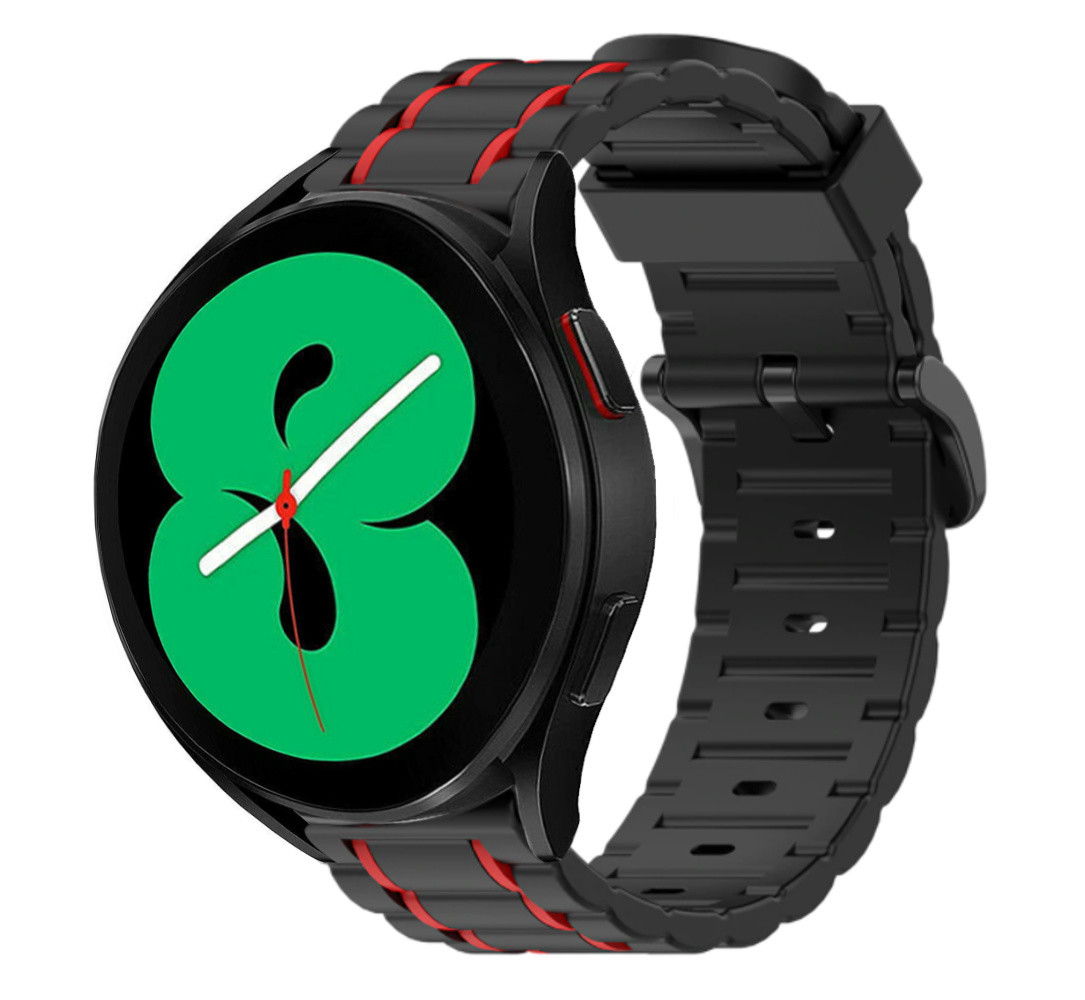 Strap-it® Strap-it Samsung Galaxy Watch 4 40mm sport gesp band (zwart/rood) Strap-it® Strap-it Samsung Galaxy Watch 4 40mm sport gesp band (zwart/rood)