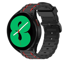 Strap-it® Samsung Galaxy Watch 4 44mm sport gesp band (zwart/rood)