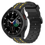 Strap-it® Samsung Galaxy Watch 4 classic 42mm sport gesp band (zwart/geel)