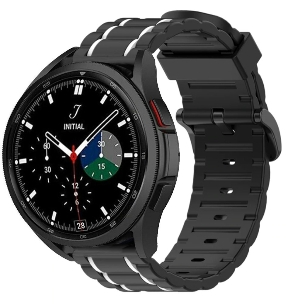 Strap-it® Strap-it Samsung Galaxy Watch 4 classic 46mm sport gesp band (zwart/wit)