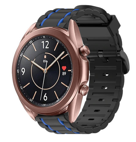 Strap-it® Strap-it Samsung Galaxy Watch 3 41mm sport gesp band (zwart/blauw)