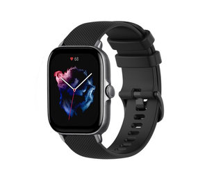 Strap-it® Amazfit GTS 3 Luxe Siliconen bandje (zwart)