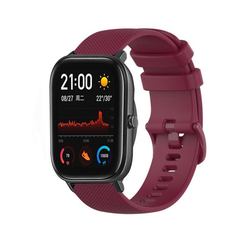 Strap-it® Strap-it Amazfit GTS Luxe Siliconen bandje (donkerrood)