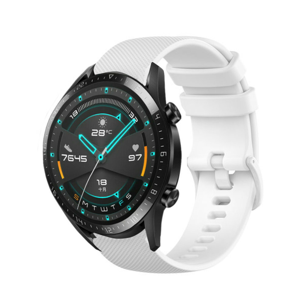 Strap-it® Strap-it Huawei Watch GT 2 Luxe Siliconen bandje (wit)