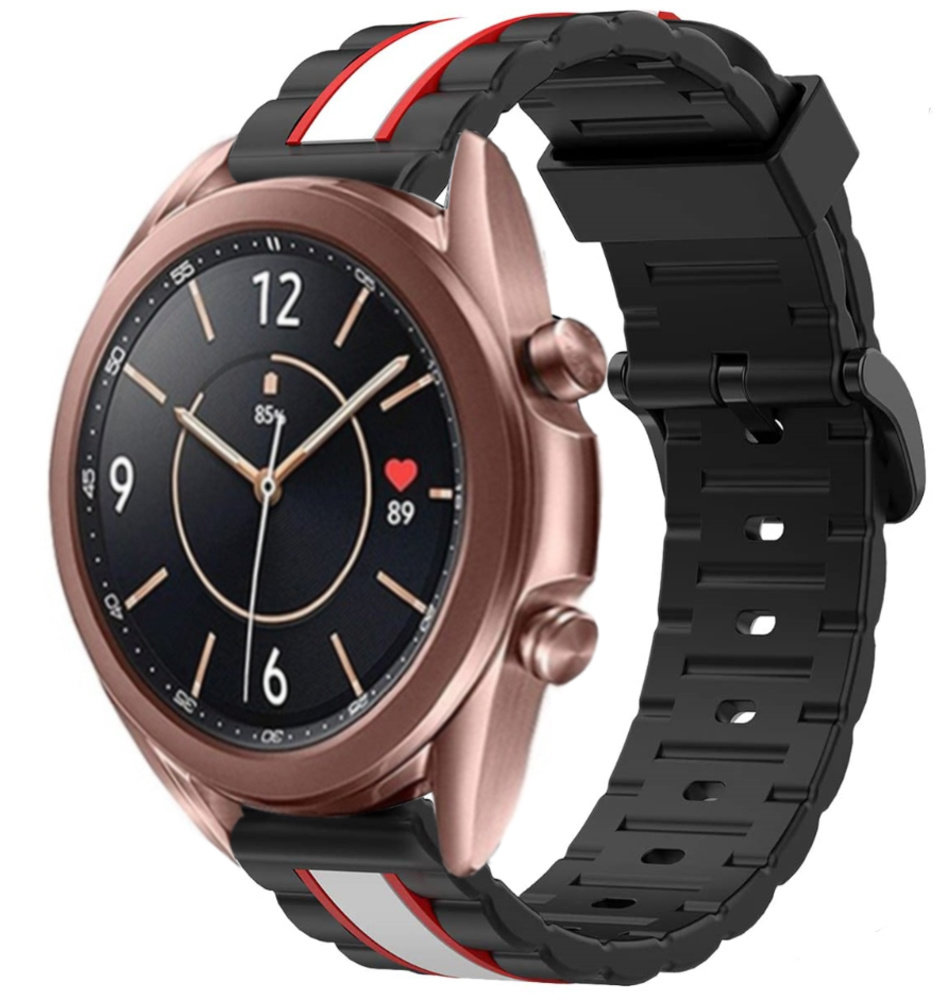Strap-it® Strap-it Samsung Galaxy Watch 3 41mm Special Edition Band (zwart/wit)