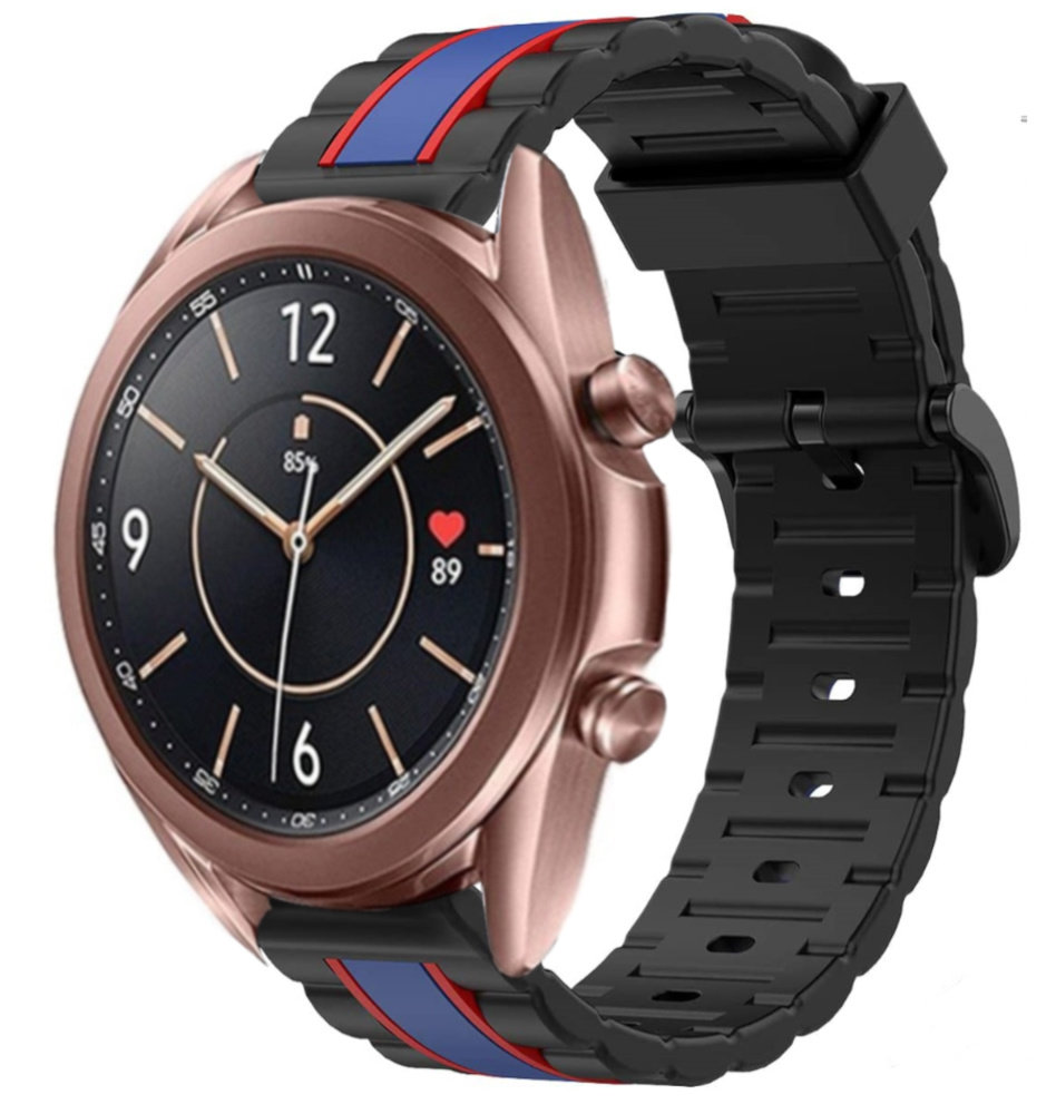 Strap-it® Strap-it Samsung Galaxy Watch 3 41mm Special Edition Band (zwart/blauw) Strap-it® Strap-it Samsung Galaxy Watch 3 41mm Special Edition Band (zwart/blauw)