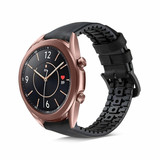 Strap-it® Samsung Galaxy Watch 3 41mm siliconen / leren bandje  (zwart)