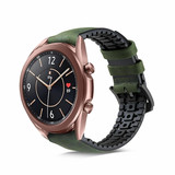 Strap-it® Samsung Galaxy Watch 3 41mm siliconen / leren bandje (groen)