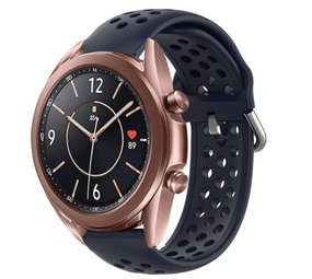 Strap-it® Samsung Galaxy Watch 3 - 41mm siliconen bandje met gaatjes (donkerblauw)