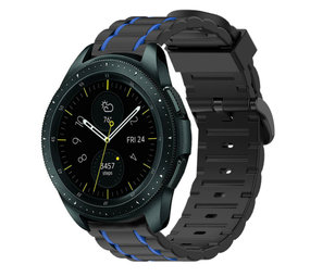 Strap-it® Samsung Galaxy Watch 42 mm sport gesp band (zwart/blauw)