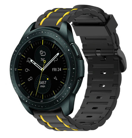 Strap-it® Strap-it Samsung Galaxy Watch 42 mm sport gesp band (zwart/geel)