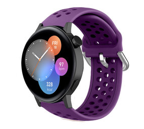Strap-it® Huawei Watch GT 3 42mm siliconen bandje met gaatjes (paars)