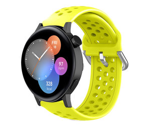 Strap-it® Huawei Watch GT 3 42mm siliconen bandje met gaatjes (geel)