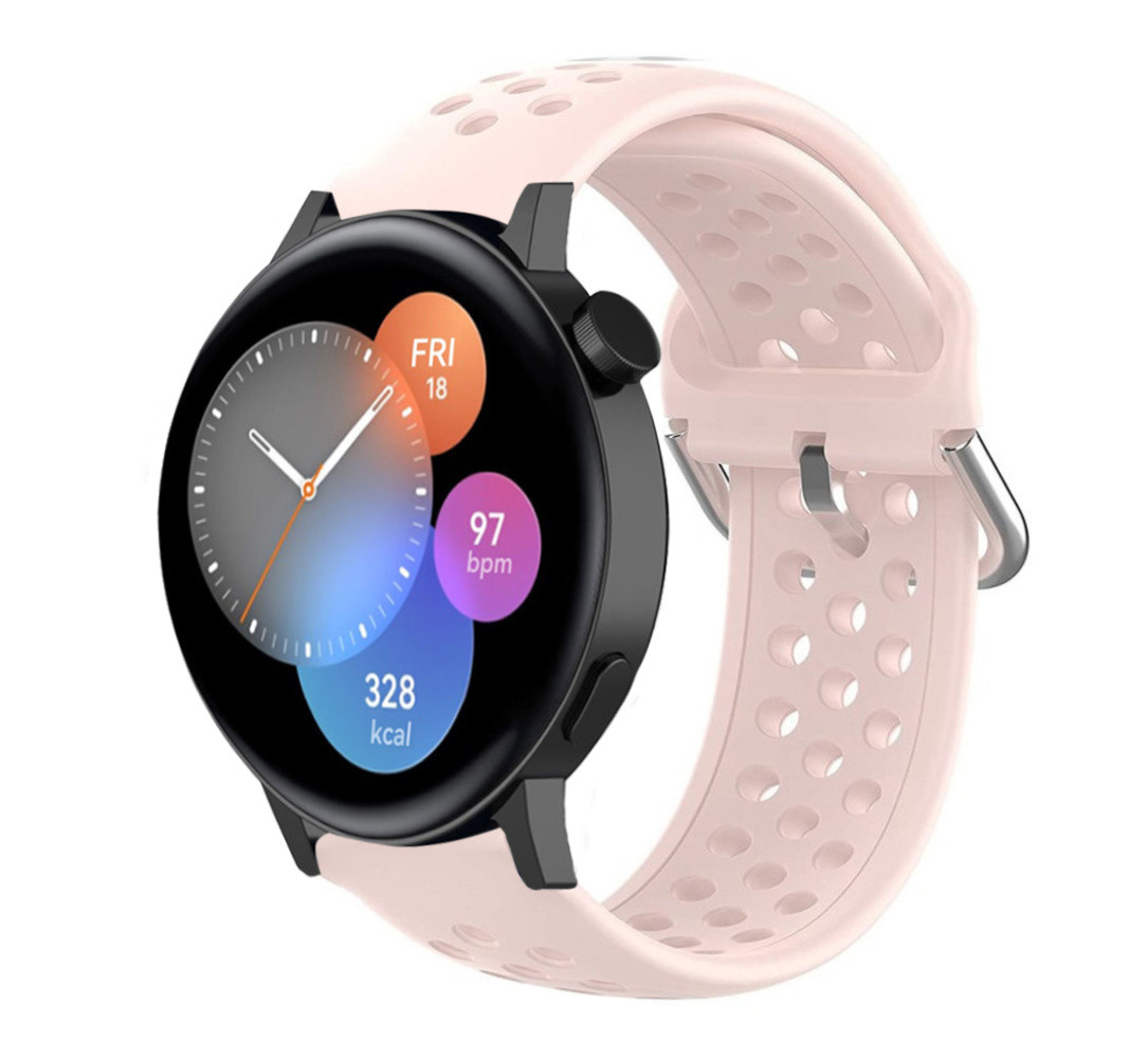 Strap-it® Strap-it Huawei Watch GT 3 42mm siliconen bandje met gaatjes (roze)