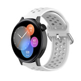 Strap-it® Huawei Watch GT 3 42mm siliconen bandje met gaatjes (wit)