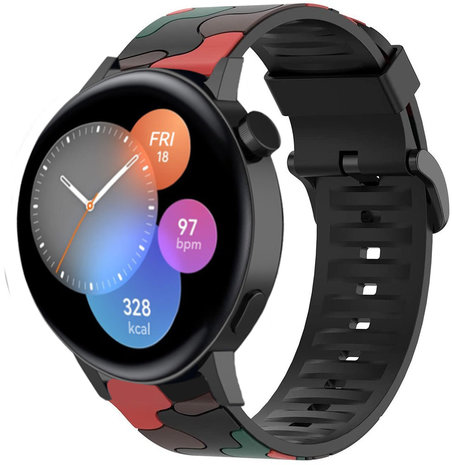Strap-it® Strap-it Huawei Watch GT 3 camouflage band (rood)