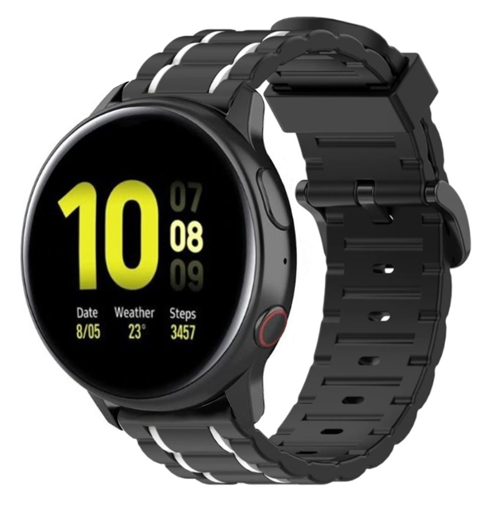 Strap-it® Strap-it Samsung Galaxy Watch Active  sport gesp band (zwart/wit)