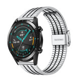 Strap-it® Huawei Watch GT 2 roestvrij stalen band (zilver/zwart) Strap-it® Huawei Watch GT 2 roestvrij stalen band (zilver/zwart)