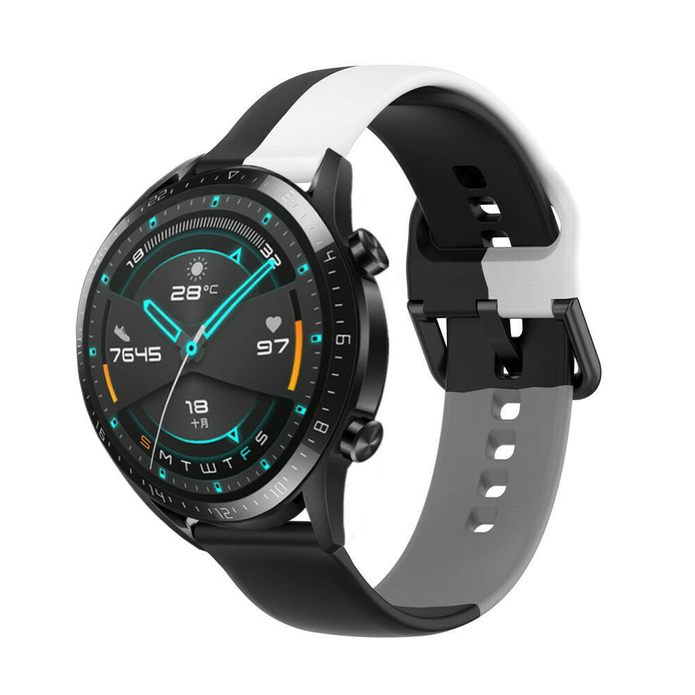Strap-it® Strap-it Huawei Watch GT 2 triple sport band (zwart-wit-grijs)