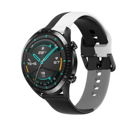 Strap-it® Huawei Watch GT 2 triple sport band (zwart-wit-grijs)