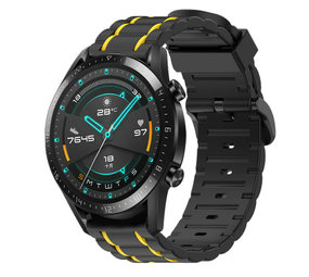 Huawei Watch GT 2 sport gesp band zwart geel Smartwatchbanden