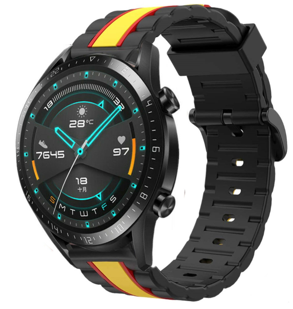 Strap-it® Strap-it Huawei Watch GT Special Edition Band (zwart/geel)