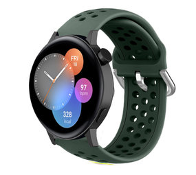 Strap-it® Huawei Watch GT 3 42mm siliconen bandje met gaatjes (legergroen)